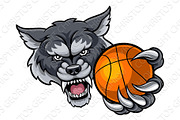 Wolf Holding Basketball Ball Mascot