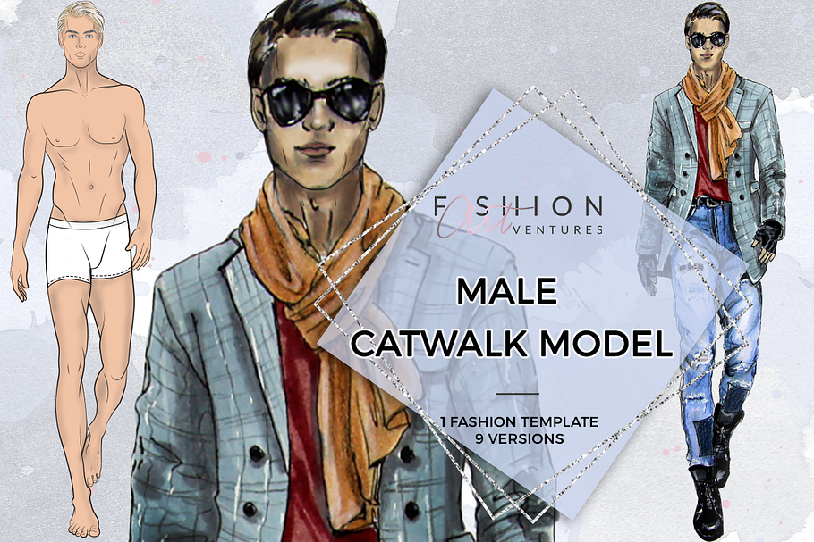 Male Catwalk Model- Fashion Croqui