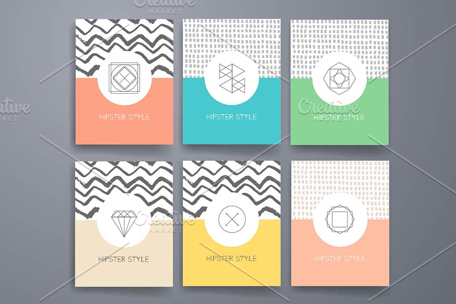 Geometric set with 36 hipster icons