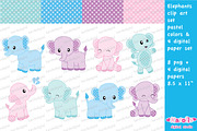 Cute elephants - pastel colors