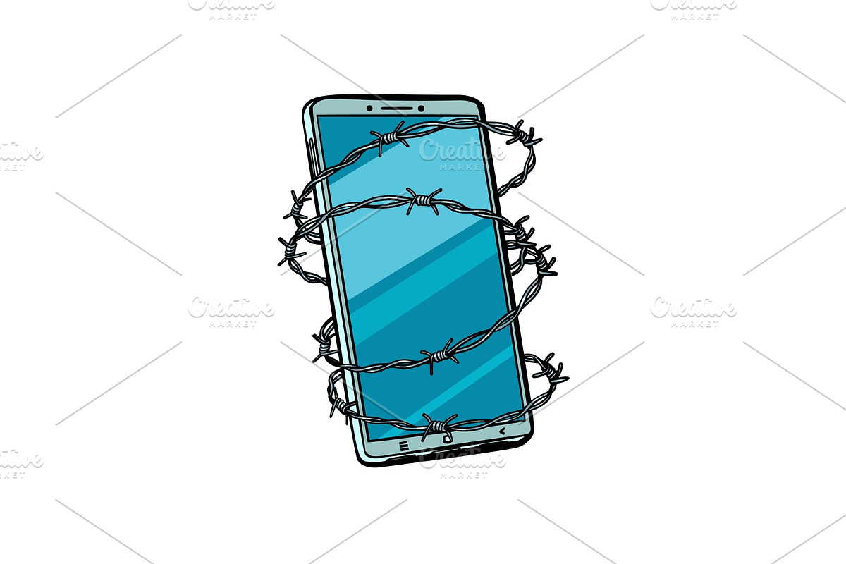 Barbed wire and telephone. isolated on white background in Illustrations - product preview 8
