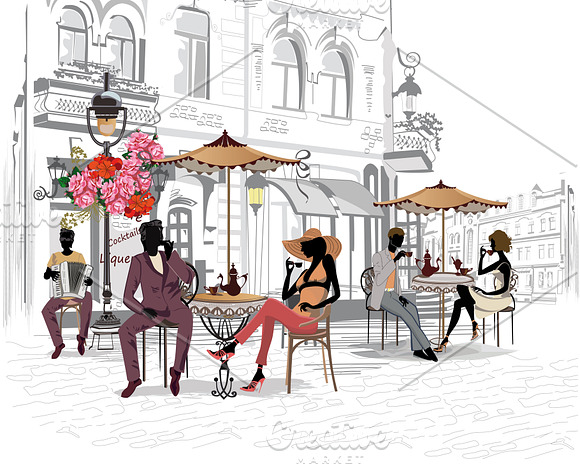 Series of cafes and fashion people. in Illustrations - product preview 1