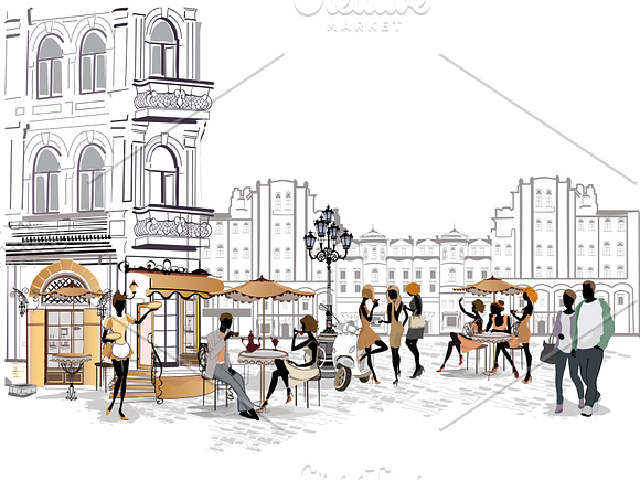 Series of cafes and fashion people. in Illustrations - product preview 3