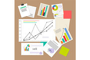 Statistic Documents, Colorful Vector Illustration