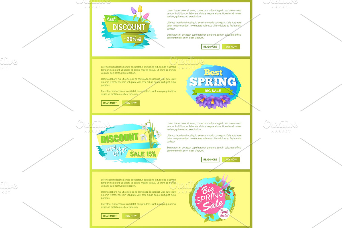 Super Spring Big Sale Advertisement Labels Flowers in Illustrations - product preview 8