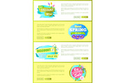 Super Spring Big Sale Advertisement Labels Flowers