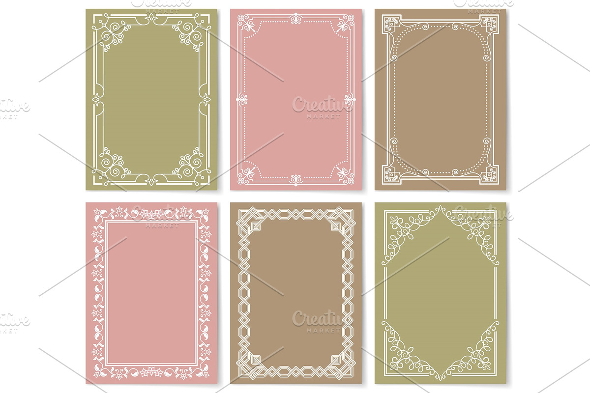 Retro Style Vintage Frames Set Ornamental Graphic in Illustrations - product preview 8
