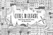 Cities in Europe - hand drawn set