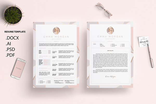 Crystal Pink Resume Template M