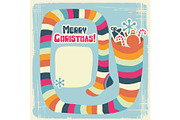 Vector Christmas background with funny socks for gifts
