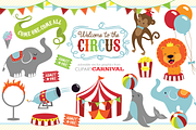 Cute baby circus animals clip art