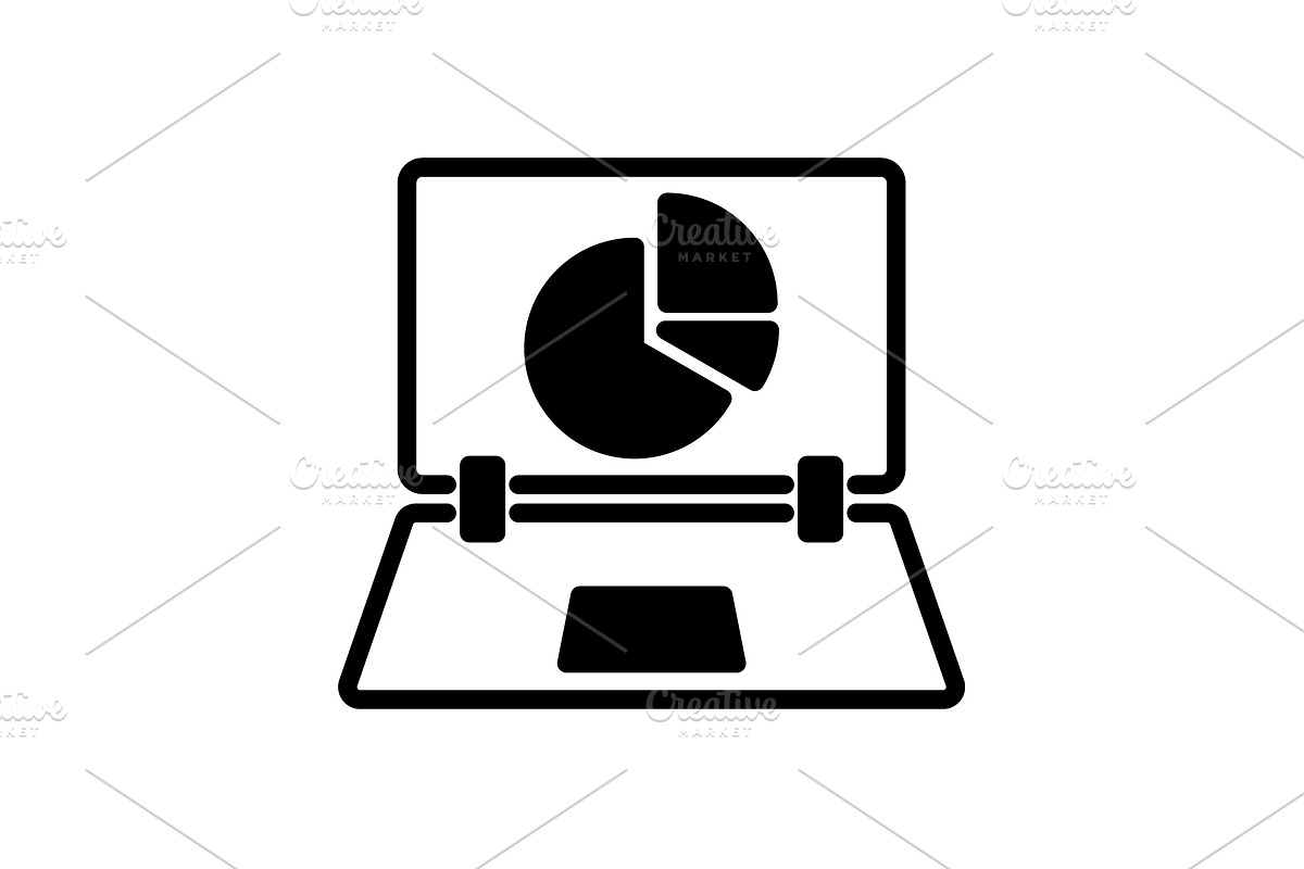 Web line icon. Laptop and pie-chart  in Graphics - product preview 8
