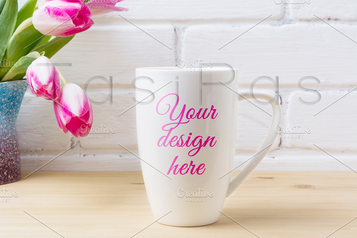 White coffee cappuccino mug mockup w in Product Mockups - product preview 8