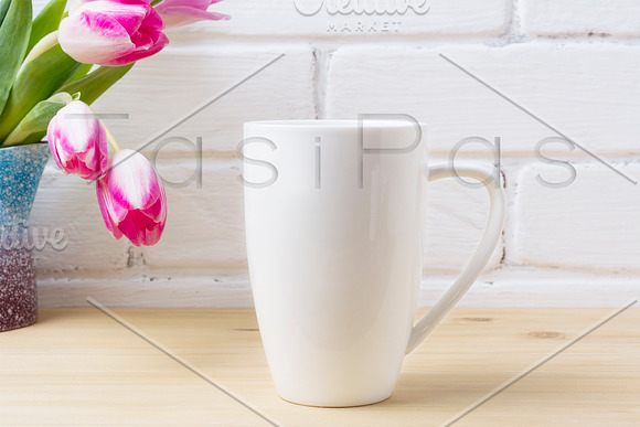 White coffee cappuccino mug mockup w in Product Mockups - product preview 1