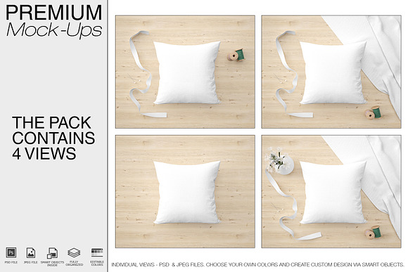 Pillow & Fabric Set in Product Mockups - product preview 1