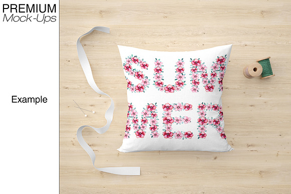 Pillow & Fabric Set in Product Mockups - product preview 7