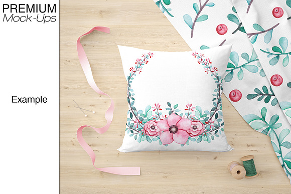 Pillow & Fabric Set in Product Mockups - product preview 8