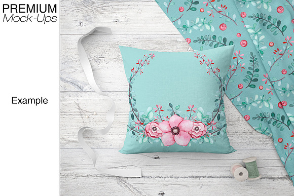 Pillow & Fabric Set in Product Mockups - product preview 16
