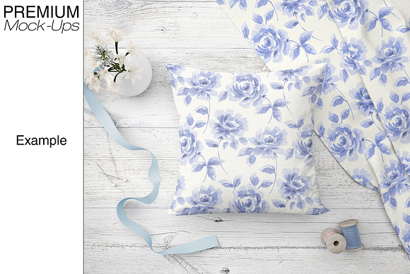 Pillow & Fabric Set in Product Mockups - product preview 21