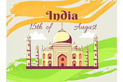 Independence Day of India Poster with Taj Mahal