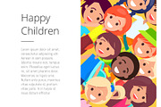 Banner with Happy Children Faces Place for Text