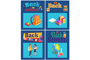 Back to School Set of Posters with Various Objects