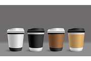 Hot coffee cup on gray background