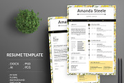 Yellow Floral Resume Template / N