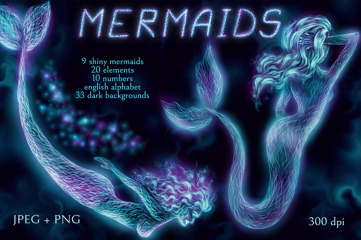 Shiny Mermaids in Illustrations - product preview 8