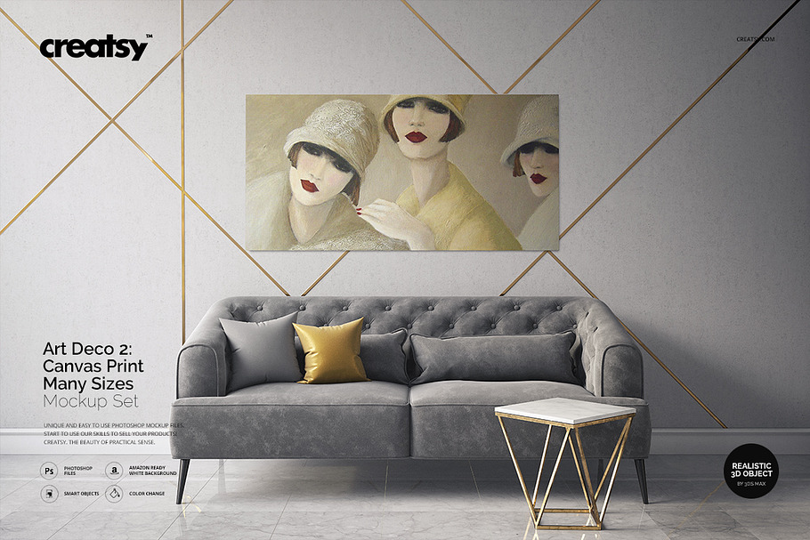Art Deco 2 Canvas Print Mockup in Print Mockups - product preview 8