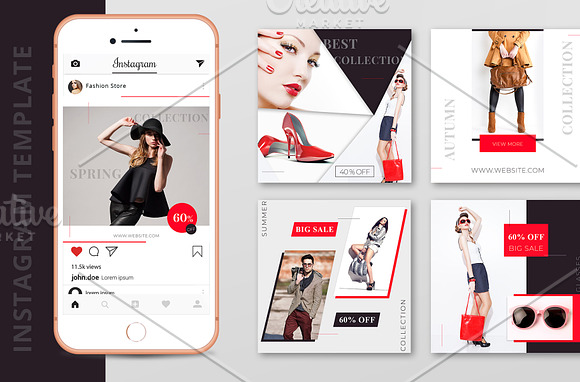 10 Fashion Instagram Templates in Instagram Templates - product preview 1