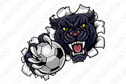 Black Panther Soccer Mascot Breaking Background