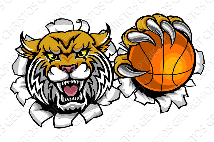 Wildcat Basketball Ball Mascot in Illustrations - product preview 8
