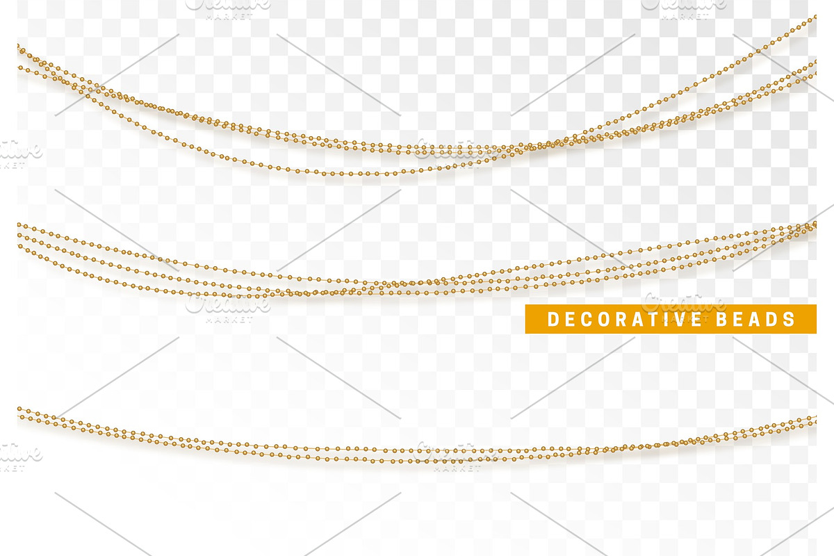 String beads realistic isolated. Decorative design element golden bead in Objects - product preview 8