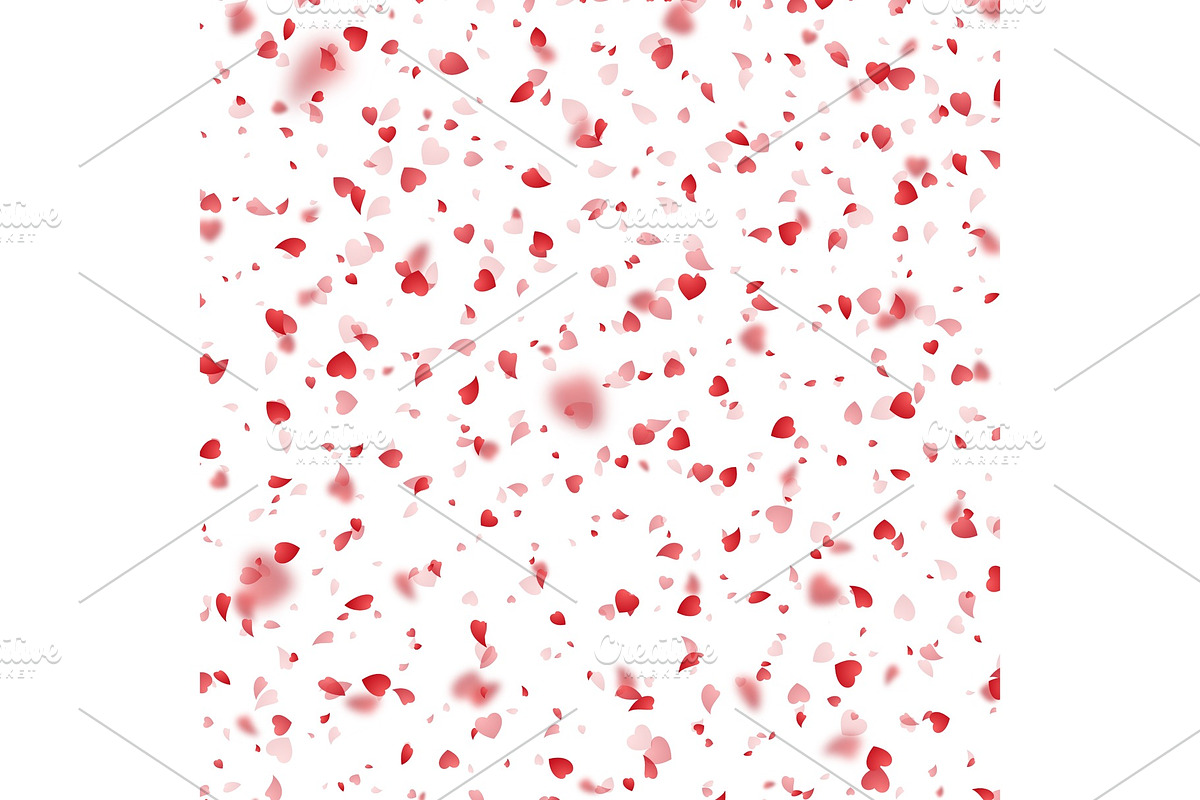 Valentines Day background of red hearts petals falling on white background. in Objects - product preview 8