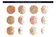 Brush stipple colored confetti of hearts pattern for design