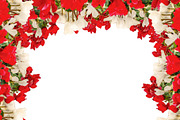 White Landscape Background with Flowers Borders