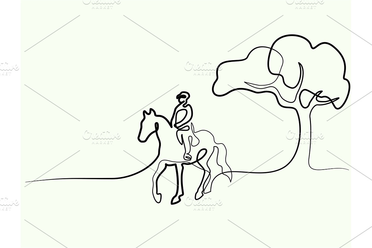 one line drawing. Horse logo in Illustrations - product preview 8