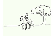 one line drawing. Horse logo