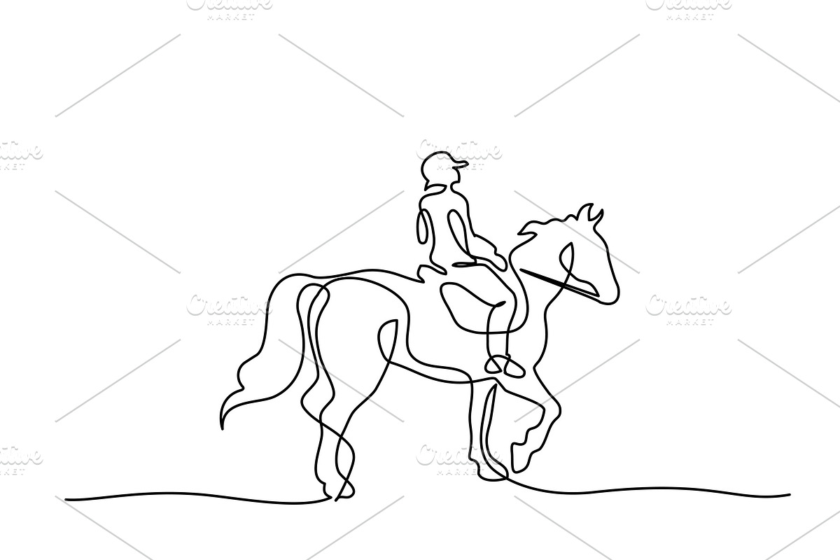Continuous line drawing. Horse logo in Illustrations - product preview 8