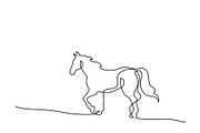 Continuous line drawing. Horse logo