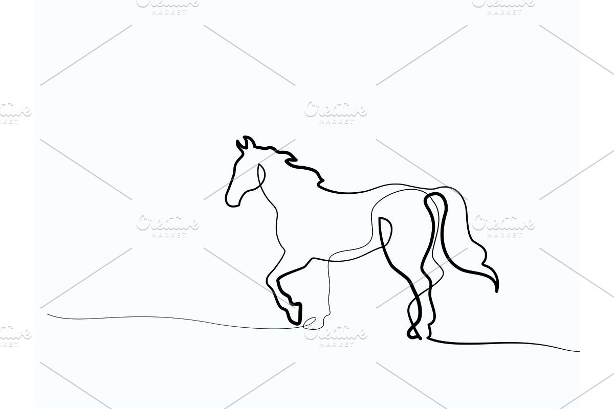 one line drawing. Horse logo in Illustrations - product preview 8
