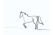 one line drawing. Horse logo