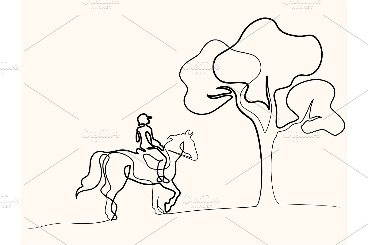 line drawing Horse logo in Illustrations - product preview 8