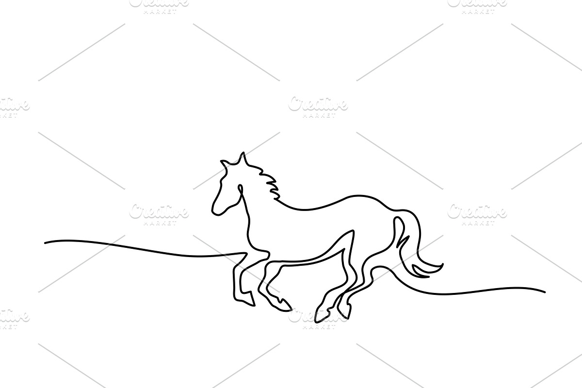 Continuous line drawing. Horse logo in Illustrations - product preview 8