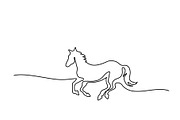 Continuous line drawing. Horse logo