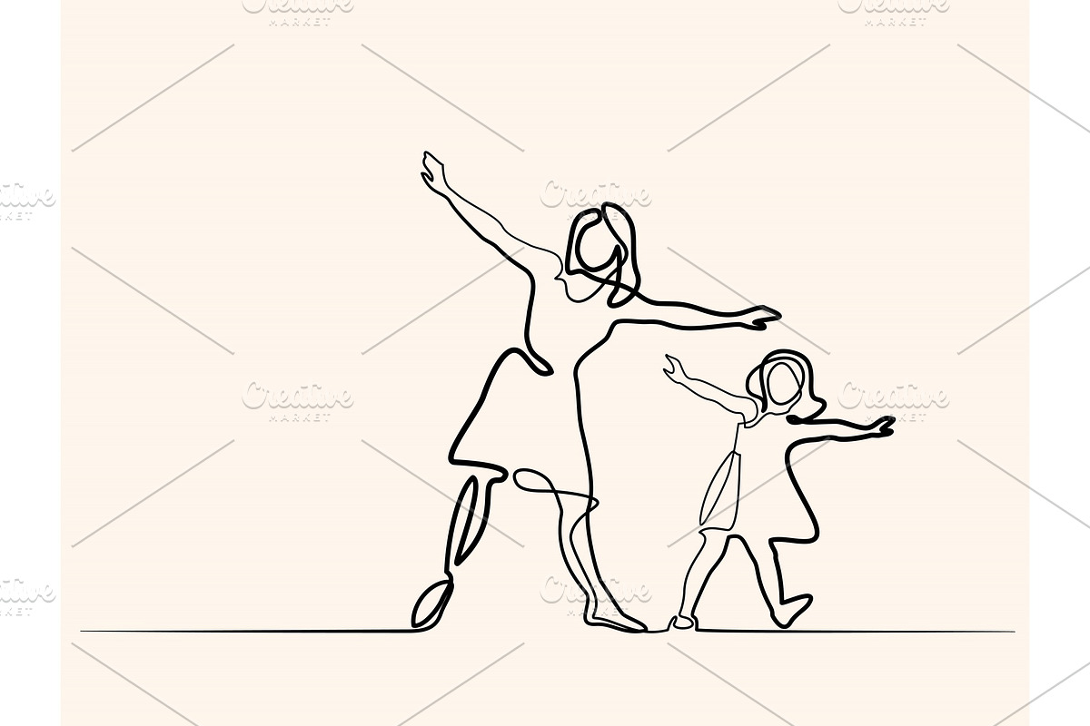 Family mother and girl in fly in Illustrations - product preview 8