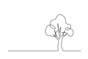 Tree logo One line drawing