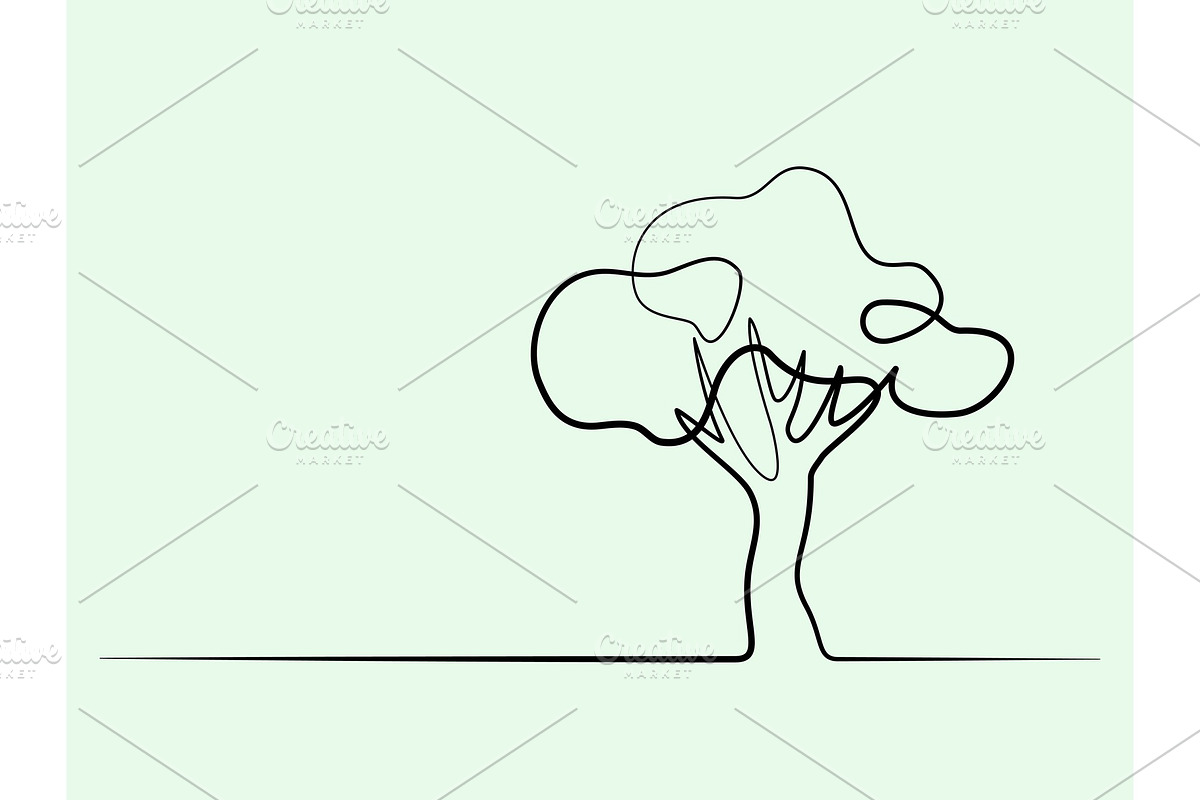 Tree logo. One line drawing in Illustrations - product preview 8