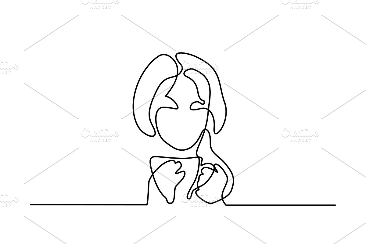 Abstract portrait of a woman with cup of tea in Illustrations - product preview 8